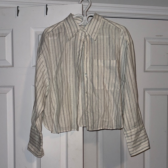 Banana Republic Striped Linen Button Up Shirt - Picture 3 of 9